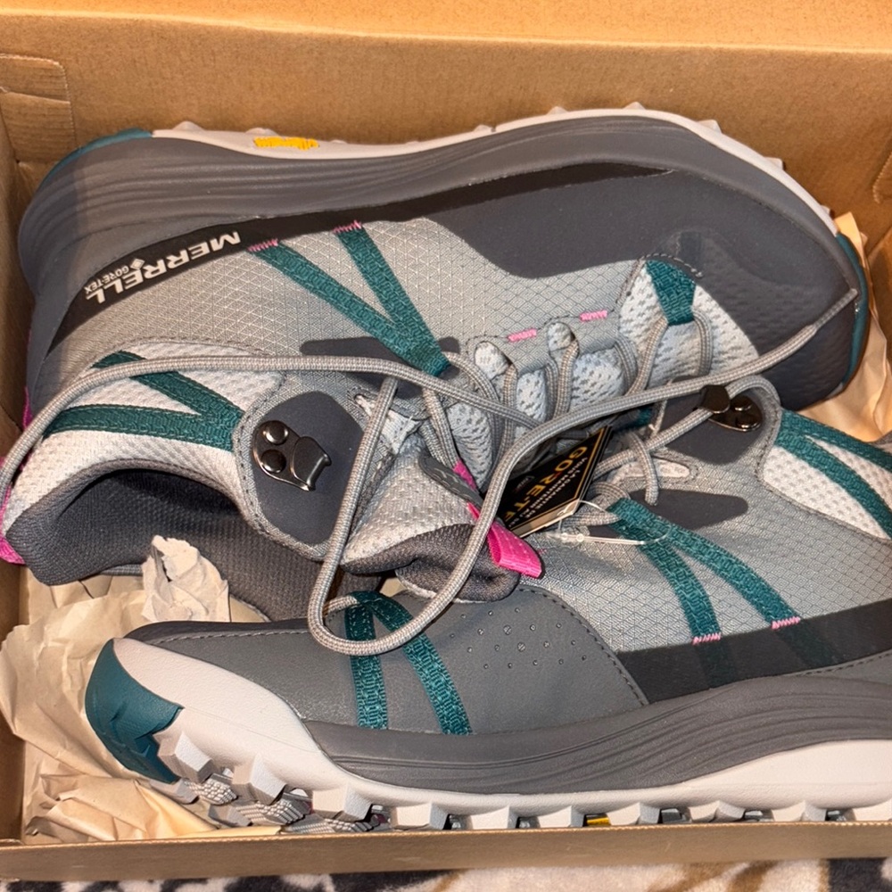 Merrell Women's Gray and Teal Hiking Shoes brand new with box and tags